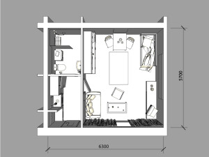 Schema 1+kk s rozmery