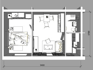 Schema 2+kk s rozmery